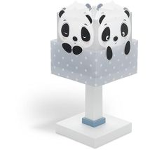 Lampada da comodino Panda Azzurro – 63161T – Simpatica lampada da comodino con doppio paralume fotoluminescente – Polipropilene, E14, 1x40W – Dalber