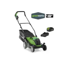 Greenworks Tosaerba a Batteria 48V 36 cm - Potenza 48V, Altezza di Taglio Regolabile 20-70mm, Capacità Sacco 40L