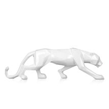 Escultura Pantera Grande Fuerza Poder Color Blanco 14 X 45 X 9 Cm - Spazioluzio