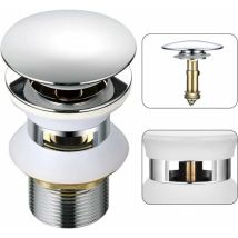 Universal Sink Drain With Overflow, Pop-up, Automatic Push-open Click-clack For Bathrooms, 1-1/4 Chrome Brass