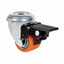 Ruota Girevole Con Foro E Freno, Cuscinetto A Sfere, Arancione, Max. Carico 100 Kg, Ø 3,5 Cm
