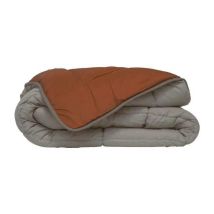 Poyet-motte - Poyet Motte Piumone Microfibra 400g/m² Calgary - 200 X 200 Cm - Grigio Ciottolo E Marrone Zenzero