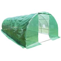 Hattoro - Gewächshaus Foliengewächshaus Folientunnel Stahlfundament Gitternetzfolie Pe-gewebe 170g/m² 16 Fenster Rolltür 8x3x2m