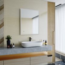 Sirhona - Specchio Da Bagno A Led Da Muro Specchio Parete Con Interruttore Touch Specchio Da Parete Moderno Rettangolo Impermeabile Ip44 70x90cm