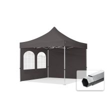 3x3m Gazebo Pieghevole Pes 800 Con Laterali (finestre), Professional 40mm Alluminio, Grigio Scuro