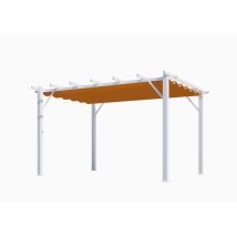Pergola Foresta Gazebo In Alluminio Colore Bianco Con Telo Retrattile Ruggine 140g/mq, Dimensioni 400x300x230h Foresta