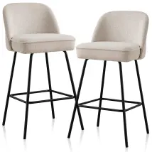 Jymtom – Lot De 4 Tabourets De Bar En Métal – Hauteur D'Assise 75cm – Siège Rembourré Haute Densité – Dossier Épaissi Pour Soutien Du Dos