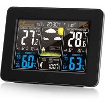 Kueatily - Ulisem Kabellose Wetterstation Mit Alarm Und Temperatur/luftfeuchtigkeit/barometer/alarm/monduhr/wetter Mit Digitalem Außensensor, 