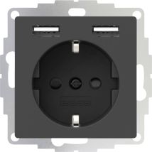 2usb 2u-449351 Presa Di Corrente Per Montaggio A Filo Vde, Con Usb, Protezione Per I Bambini Ip20 Antracite