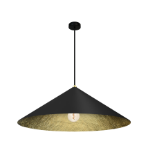 Hängelampe Ø70cm 1xE27 – Elegante Deckenlampe – Schwarz mit goldenen Details – Modernes Design – Langlebig – Für Wohnzimmer, Hotel, Restaurant