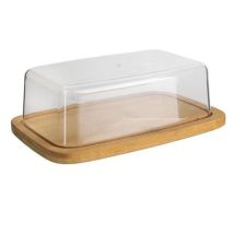 Beurrier Déco "bambou" 20cm Transparent & Naturel