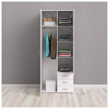Tvilum Armadio Space, Rovere, 2 Ante E 1 Cassetto, 3 Ripiani Regolabili, 79,4x170,4 Cm, Truciolare Laminato