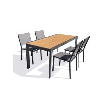 Tonga - Set Da Pranzo Da Giardino In Alluminio A 4 Posti - Grigio Antracite - Dcb Garden
