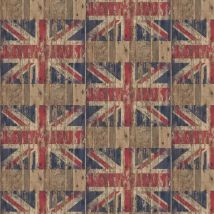 Galerie - Distressed Brown Wood Union Jack Wallpaper Stylish Paste The Wall