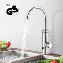 Wasserhahn Mit Durchlauferhitzer, 3300w Elektrischer Wasserhahn Sofort Heißes Küchenarmatur Mit Led-display, Anti-spritz Edelstahl Küchenarmatur, 360o