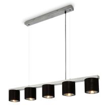 Leuchten Luri - Lampade A Sospensione - 4736054 - Regolabile In Altezza - Silver-crafted - Legno - Attacco E14 Max. 25 Watt - 5 Luci - 110 X 15 X 136 