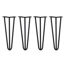4 Gambe Per Tavolo A Forcina Skiski Legs 35,5cm Acciaio Nero 3 Rebbi 12mm