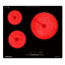Placa Vitrocerámica Empotrable De 3 Fuegos Firegas, Placa De Cocción De 59 Cm, 5900 W, 9 Niveles De Potencia, Temporizador Integrado