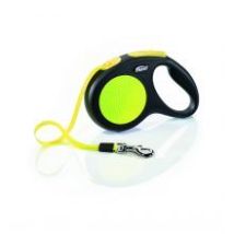 Flexi – New Neon Tape Dog Leash – 5m Length – Maximum Weight 25kg – Highly Reflective Side Panels