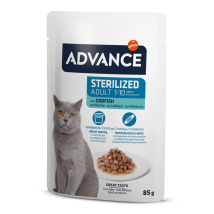Advance Bocaditos En Salsa Para Gatos Esterilizados Con Bacalao - Alimento Húmedo Para Gatos Esterilizados
