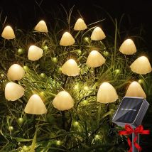 Solar String Lights Outdoor, 12 Led Mini Solar Mushroom Lights Waterproof, 8 Modes Solar String Lights Decorative Christmas Lights For Garden, Patio, 