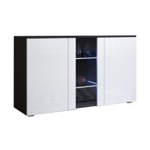 Sideboard Mit Füssen 2cm Küchenschrank Kommode Wohnzimmerschrank 3 Türen Aufbewarungsschrank Buffet Esszimmer 120x72x40cm Modell Luke A1 Schwarz Mit 