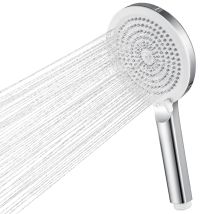 Derw Max - Brauseköpfe, Handbrause Mit 4 Strahlarten, 127 Mm Kopfbrause, Leicht Reinigbar - Chrom + Weiß