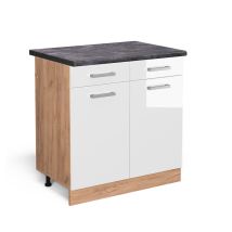 Vicco - Mobiletto Base Per Cucina R-line, Bianco Lucido, 80 Cm , Pl Antracite