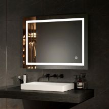 Meykoers - Emke Led Illuminated Bathroom Mirror With Light Dimmable Bathroom Mirror With Shaver, Touch Switch, Demester, Fuse, 600x800mm