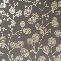 Clarke And Clarke - Honesty Charcoal Gold Wallpaper Floral Metallic Paste The Wall