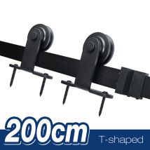 Dyhf - Skecten 6.6ft/200cm Herraje Para Puerta Corredera, Puertas Corredera Carril, Puerta Simple En Forma De T, Negro
