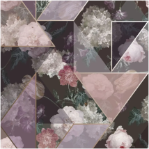Floral Geometric Wallpaper Purple Blush Pink Dark Background Smooth Wallpaper