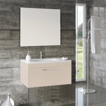 Tegler - Meuble De Salle De Bains Florencia 3 Pièces (meuble + Lavabo + Miroir). Livré Assemblé 80cm Crème