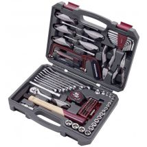 Kraftwerk Steckschlüsselkoffer 1/4" + 3/8" – 96-teilig – Werkzeugkoffer für Heim und Freizeit – Grau – 370 mm x 320 mm x 85 mm