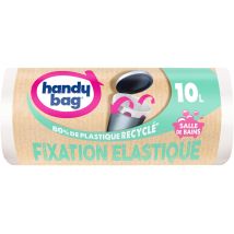 Handy Bag 15 Rotoli Di Sacchetti Per La Spazzatura Da 10 Litri, 80% Plastica Riciclata, Chiusura Elastica, Adatti Per Piccoli Bidoni, 40 X 40 Cm