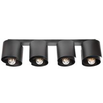 Lámpara de techo Hugo 4 negra – E27 – 19 cm altura – 76 cm ancho – Estilo loft – Garantía 24 meses
