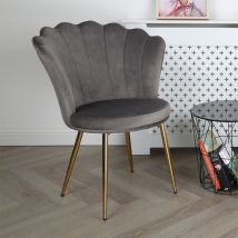 Freya Velvet Upholstered Petal Back Scallop Accent Dining Chair - Grey