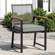 Set Bestehend Aus 1 Gartenstuhl, Wetterfest, Mit Kissen, Esszimmerstuhl, Bis 160 Kg Belastbar, Grau