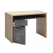 Decor Space - Bürotisch Im Industriestil, Pc-arbeitsplatz Mit 1 Tür Und 1 Schublade Eiche Und Schwarz 110 Cm