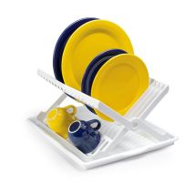 Escurreplatos Plegable Blanco – Plástico de Alta Resistencia – Incluye Bandeja Escurridora – Dimensiones: 37cm x 33cm x 21cm