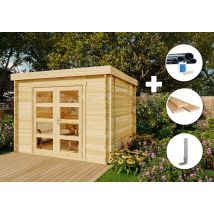 Alpholz Eco Set - Gartenhaus Paloma Sol Gartenhaus Aus Holz, Holzhaus Mit 28 Mm Wandstärke Blockbohlenhaus