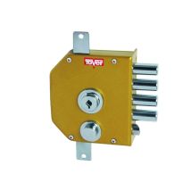 Cerradura de seguridad Tover 9000 – Cilindro fijo – Acabado esmaltado oro – Dimensiones 146 x 130 mm
