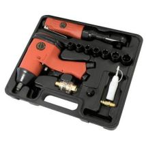 Neilsen - 15pc 1/2 Air Impact Wrench & 3/8 Drive Reversible Air Ratchet & Sockets Ct0870