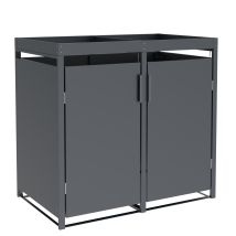 Ulm: Mülltonnenbox 132x80x124cm, Für 2 Tonnen 120 Und 240 Liter, Stahl Anthrazit. Mit Pflanzkastenaufsatz