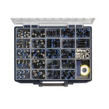 Sortimentsbox 171tlg. – Kunststoff – 31 Sorten Kleinteile – für Druckluft und neutrale Gase – 60mm hoch – 335mm breit – 420mm lang