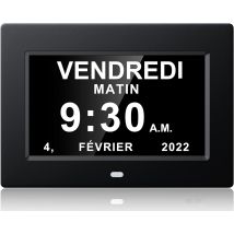 7 Inch Digital Clock Day Clock Large Screen Alarm Clock Wall Clock (black)