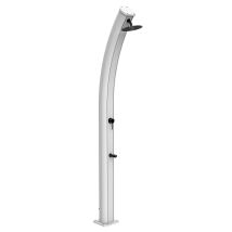 Starmatrix Douche Solaire Exterieure En Aluminium Blanc Ral9003 Reservoir 35 L Hauteur 226 Cm Pommeau Rond 20 Cm Mitigeur Et Robinet Lave-pieds Ss0955