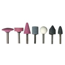 ALFA DYSER Schleifscheiben-Set 7-teilig – konisch, oval, zylindrisch, flach – 6mm Schaftdurchmesser – für Stahl, Holz, Glas, Kunststoff