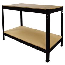 Monster Racking - Tavolo Da Lavoro Nero Q-rax Senza Bulloni In Acciaio E Mdf 90x120x60cm Per Garage, Officina E Magazzino