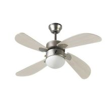 Bermudes O 107 Cm - Ventilatore Da Soffitto Reversibile, 4 Pale In Rovere Chiaro + Illuminazione 1 Globo 60w E27 - 112423 - Farelek